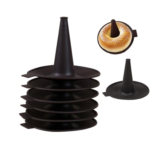 JIELUO Donut Mold for Baking Donut Pans Set Doughnut Cakes 6 Pieces Pastry Molds for Bagel and Doughnut Cake Pans (6pcs Coffee)