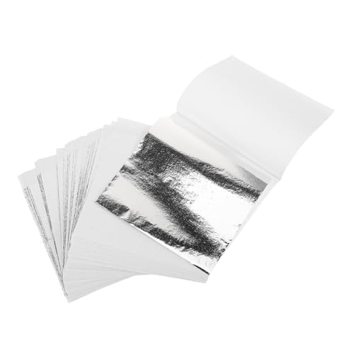 EPIGEIST 100 Blatt Silberfolie Blättchen Imitation Silberfolie für Basteln und DIY Handwerk Dekoration Leichte Kunstfolie für Schmuck Möbel und Kreative Gestaltung