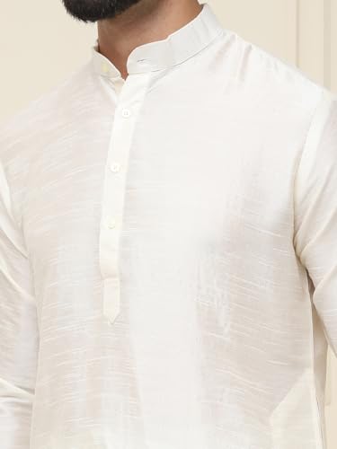 Image of SOJANYA Men's Dupion Silk Solid (Since 1958 Kurta Set & Churidaar Pyjama