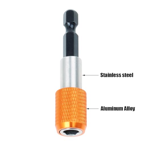 AUTOTOOLHOME 2 Pieces Quick Change Bit Holder Magnetic 1/4" Hex Shank Drill Bit Extension for Screwdriver Bits Nuts Drills Socket Driver Adapter