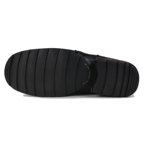 Image of OSSTONE Moto Boots for Men Fashion lace-up Leather Chukka Boots Casual Shoes Metal Cleats OS-6015-3-A-US-R Metal Black