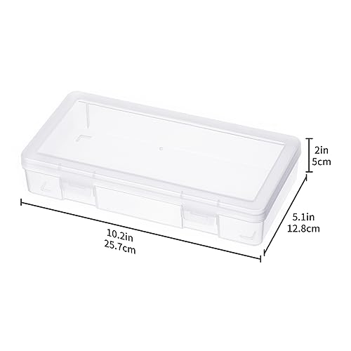 novelinks Stackable Plastic Clear Storage Box Containers with Latching Lid - Art Craft Supply Organizer Storage Containers for Pencil Box, Crayon, Beads, Jewelry (9 Pack Medium -Clear)
