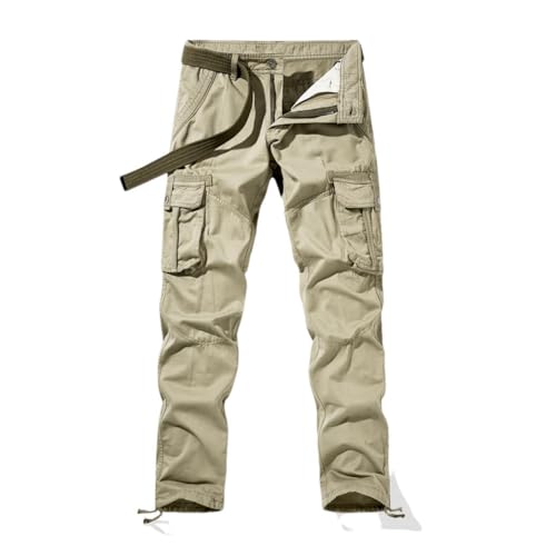 Solid Color Casual Simple Vintage Belt Pocket Stitching Men's Outdoor Work Pants