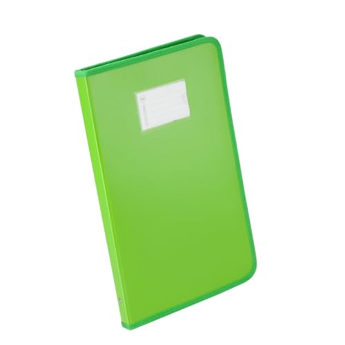 Image of Worldone Zipper Display Book Folder for Documents, with Name Card, Made of 0.8mm Virgin PP Material with 20 Bound Plastic Binder Sleeves, Size FC (fullscap), Radiant Green, Set of 1