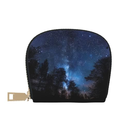 Tree at Night Printed Credit Card Wallet for Women Men Cute Zipper Card Cases Holder Mini Coin Purse with 12 Card Slots2