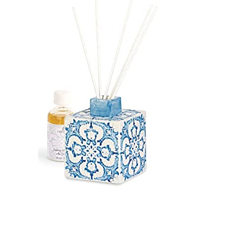 Formoso Bombonera perfumadora de cerámica esmaltada azul mod. Mediterraneo con caja h 7 cm art. 28928