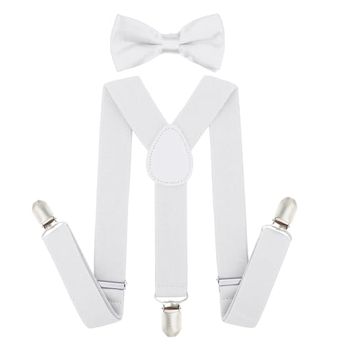 Kid's Suspenders and Bowtie Set - Fits Child Boys & Girls, 6 Months to 7 Years, Perfect for Daily Wear & Events
