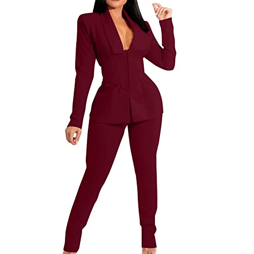 Tallas grandes conjuntos de mujer elegantes chaqueta slim fit formal con cinturón