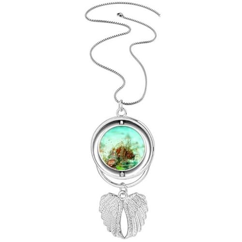Collier lionfish avec pendentif aile d'ange et organisme marin en argent pour femme