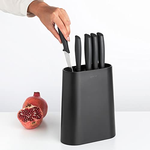 Brabantia Tasty+ 5 Knives Knife Block with Dark Grey Handled Knives & Slotted Countertop Organiser - 6-Piece Set Includes Chef, Bread, Carving, Utility, Pairing Knife Set & Knife Block - Image 3