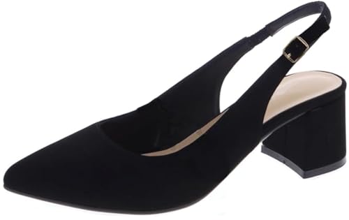 Women's Pointed Toe Block Heel Pumps Slingback Chunky Slip On Low Mid Heel Closed Toe - Main Image