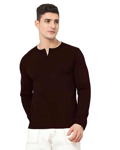 Image of LAZYCHUNKS Luxury Men's Full Sleeve Henley T-Shirt - Soft, Breathable, Stylish (Men's Henley T-Shirt), Great for Party and Casual wear