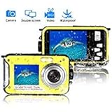 Underwater Camera 24.0MP Waterproof Digital Camera Full HD 1080P Waterproof Camera Selfie Dual Screen Video Recorder Point and Shoot Digital Camera