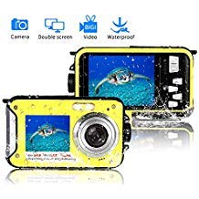 Underwater Camera 24.0MP Waterproof Digital Camera Full HD 1080P Waterproof Camera Selfie Dual Screen Video Recorder Point and Shoot Digital Camera