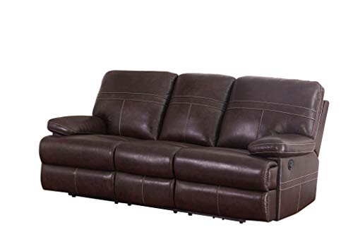 Abbyson Living Top Grain Leather Power Reclining Sofa, Brown