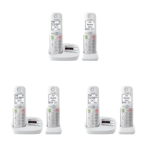 Image of Panasonic Cordless Phone,Easy to Use with Large Display and Big Buttons,Flashing Favorites Key,Built in Flashlight,Call Block,Volume Boost,Talking Caller ID,2 Cordless Handsets-KX-TGU432W (Pack of 3)