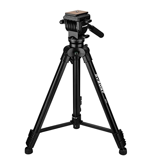 Svbony SA402 Treppiede In Alluminio Con Testa Fluida – Altezza Regolabile 27.5-64.5 Pollici, Piastra A Sgancio Rapido, Rotazione 360°, Per DSLR, Cannocchiali E Fotografia Panoramica