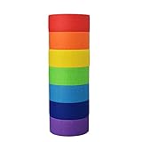 SIMON&ISAAC Regenbogen Farbe Washi Tape farbiges masking tape DIY Handwerk Papier Dekrativer Klebeband Bastelband für Kinder Lehrer Arts Lab Labeling Maler Planner 7 Rollen * 13 m * 25 mm