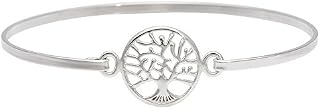 Silverly 925 Sterling Silver Tree of Life Bracelet for Women - Celtic Charm Solid Silver Bangle for Stacking - Real Silver Disc Bracelet with Hook Pressure Clasp - Friendship Bracelet for Teen Girls
