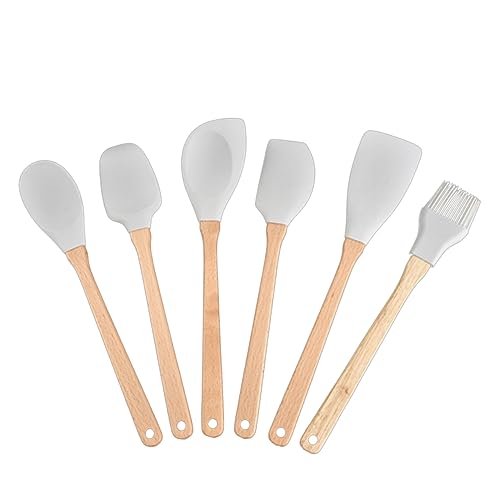 Ustensiles de cuisine silicone Alipis - Outils résistants chaleur bois 6pcs