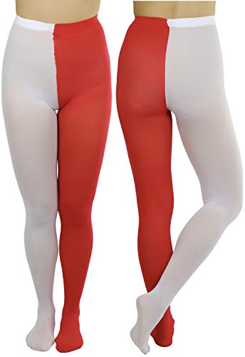 Image of ToBeInStyle Women's Two Toned Vibrant Jester Contrast Opaque Multicolored Tights