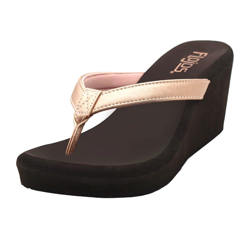 Flojos Women's Olivia Wedge Sandal, Rose Gold/Brown, 11