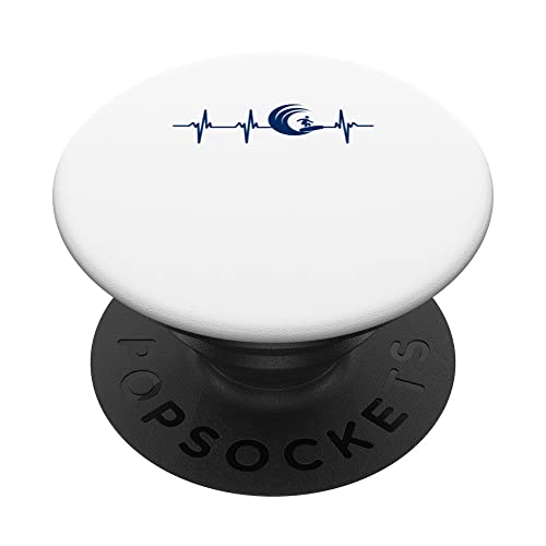 Surf humour surfer heart beat man funny PopSockets Swappable PopGrip, Black