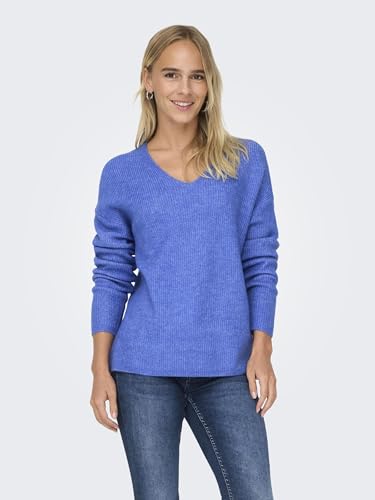 ONLY Damen ONLCAMILLA V-Neck L/S Strickpullover KNT 15204588, Ultramarine/Detail:Melange,XS – Ansicht 2