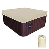 RTMX&kk Waterproof Hot Tub Cover Weather Resistant Square SPA Cover for Inflatable Spa Pool Hot Tub Accessories with Storage Bag and Drawstring for Snug Fit,Beige,220 * 220 * 30cm