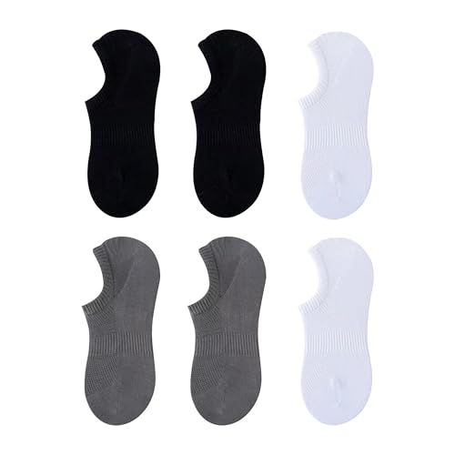 Ninever Breathable Mesh No Show Socks Cotton Athletics Casual Low Cut Boat Socks for Men and Women 6-12 Pairs (US, Numeric, 5, 8, Regular, Regular, Black 2+white 2+grey 2)