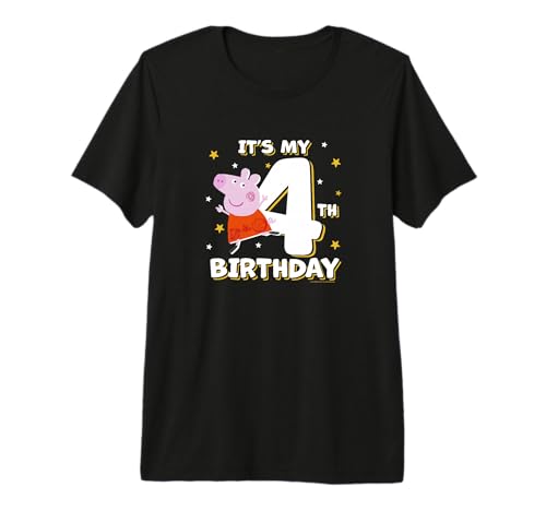 T-shirt Peppa Pig 4th Birthday en coton premium résistant pour enfant