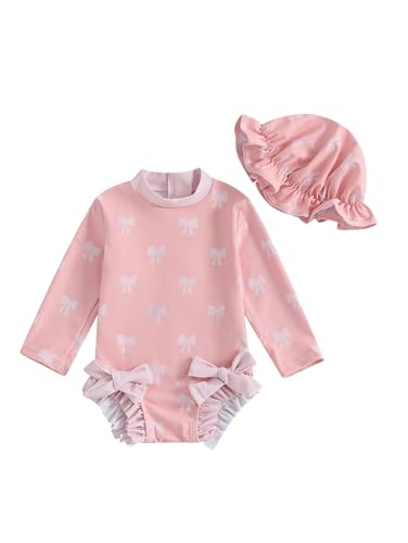 DivingBirds Baby Girls Swimming Costume Long Sleeve for 3-6 Months