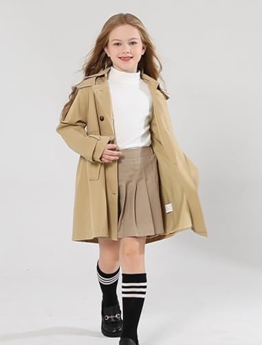 Girl's Trench Coat Hooded Waterproof rain jacket Outerwear 6-14 Years3