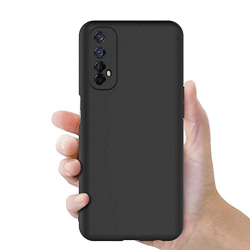 Image of BlazeTech for [ Realme 7 / Narzo 20 Pro ] Liquid Silicone Back Case Cover Flexible |Inner Lining| with Camera Protection Back Cover for [ Realme 7 / Narzo 20 Pro ] - Black