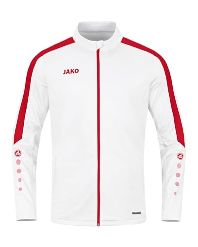 JAKO Herren Polyesterjacke Power, Weiß/Rot, 4XL – Ansicht 1
