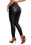 👑Kunstleder leggings thermo👑: Hochwertige 4-wege-stretch-kunstleder-leggings mit dünnem fleece-futter machen sie bequemer zu tragen, wärmer. Passen sich ihrem körper gut an und sind nicht durchsichtig.