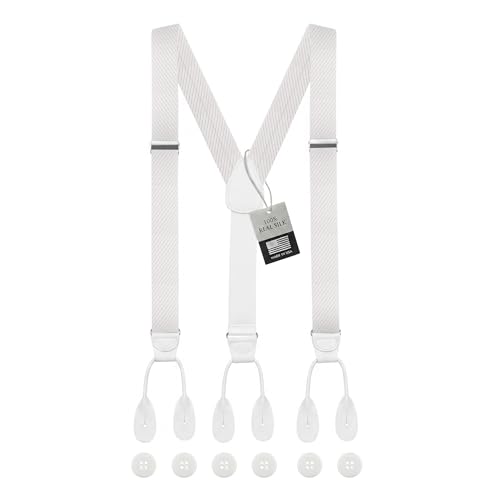 Image of HOLD'EM Tuxedo Suspenders Formal Black 100% Silk Made in USA Button Suspenders for Men Wedding Tux Suspenders for Men