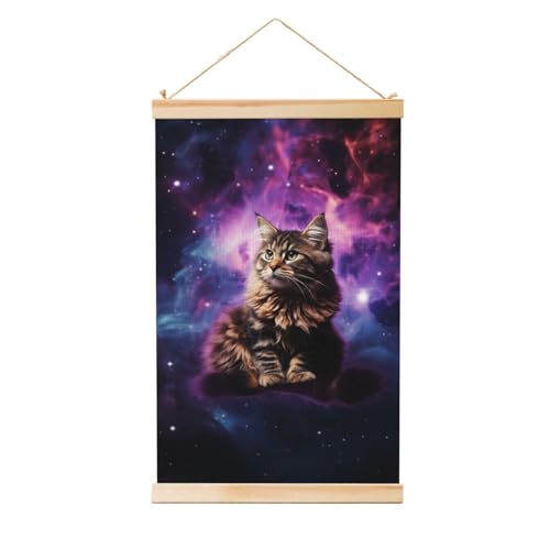 Peinture murale amusante chat galaxie pour décorer le salon