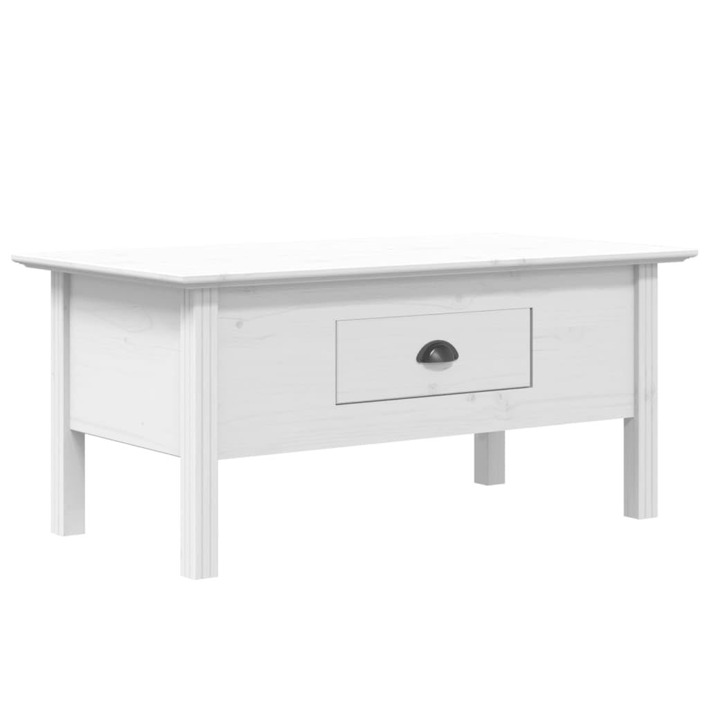 Table Basse de Salon en Bois avec Tiroir Rangement Table Centrale Blanche BODO