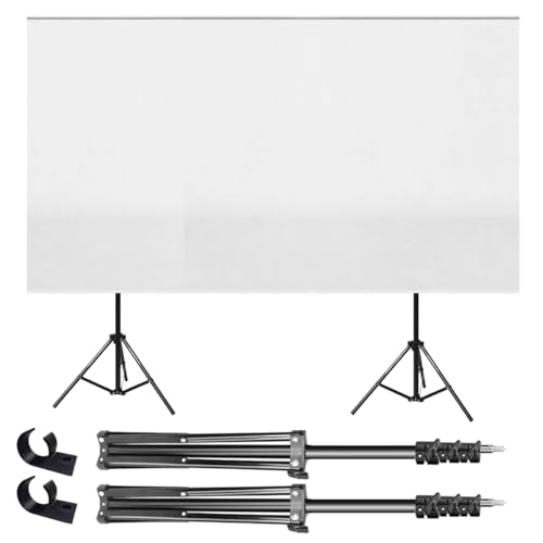 Tela de Projeção Portátil 100 Polegadas com 2 Tripés, Desmontável, Matte White, Estrutura Retrátil para Datashow, Banner e Projetor