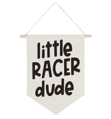 Image of QODUNG Racing Theme Wall Decor,Little Racer Dude Canvas Banner,Canvas Hanging Pennant Flag Banner for Boys Kids Room,Racing Enthusiast Gifts