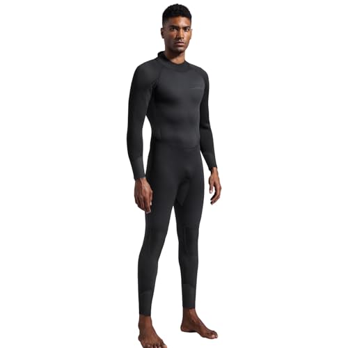 Dark Lightning Full Body Wetsuits for Men,Wet Suit for Cold Water Swimming, Mens Diving Surfing Snorkeling Kayaking Triathlon Wetsuit, Black,3/2mm, Large