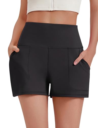 Pinspark Workout Shorts Women Wide Leg Soft Athletic Shorts Loose Running Shorts With Pockets 2.5 Inch Yoga Short Black M thumb #2