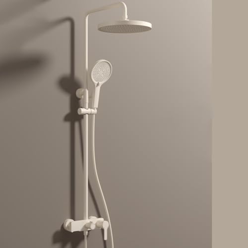 Ensemble mitigeur de douche réglable blanc au design minimaliste effet pluie - 2