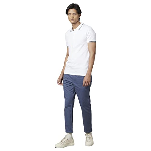 Image of Celio Solid Blue Cotton Chinos