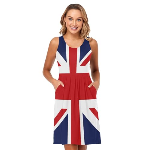 Image of ALAZA Women's Summer Dress Sun Dress Sleeveless with Pockets