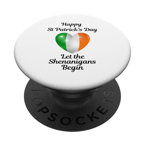 Día de San Patricio Corazón de amor irlandés Deja que comiencen las travesuras PopSockets PopGrip Adhesivo