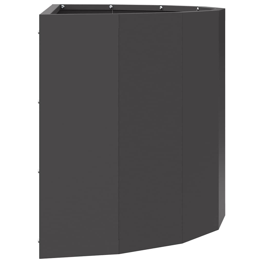 Pflanzkübel Schwarz 60 x 30 x 35 cm, Halbrunder Gartenpflanzer aus Stahl für Außenbereich, Modernes Metall Pflanzgefäß für Garten, Terrasse und Balkon, Stabiles Blumenbeet