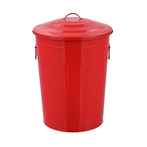 Poubelle d'extérieur rouge avec couvercle pour vos repas et barbecues de jardin