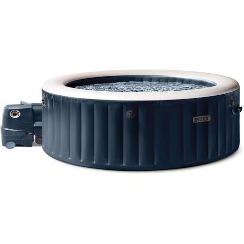 INTEX 28429EH PureSpa Plus Bubble Massage Spa Set: Saltwater System Ready, Includes Energy Efficient Spa Cover – 2 Contoured Headrest – LED Light – 4 Person Capacity – 77' x 28'